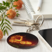 Red Burning Truck in Fire Flams Sleutelhanger (Zijkant)