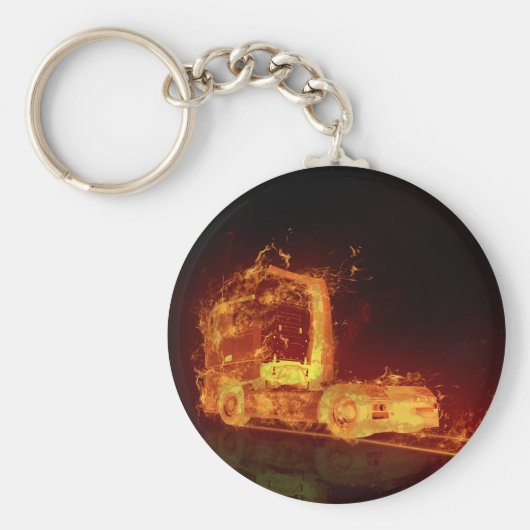 Red Burning Truck in Fire Flams Sleutelhanger (Voorkant)