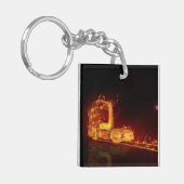 Red Burning Truck in Fire Flams Sleutelhanger (Voorkant Links)