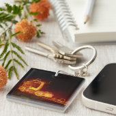 Red Burning Truck in Fire Flams Sleutelhanger (Voorkant Rechts)