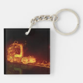 Red Burning Truck in Fire Flams Sleutelhanger (Achterkant)