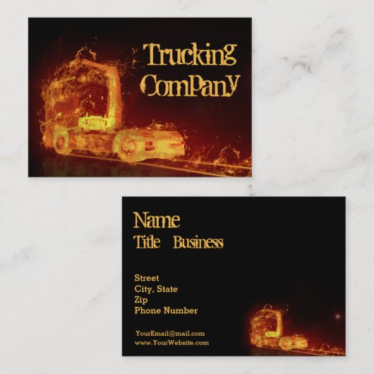 Red Burning Truck in Fire Flams Visitekaartje (Voorkant / Achterkant)