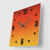 Red Burnt Oranje aan Gold Ombre Crackle Pattern Vierkante Klok (Hoek)