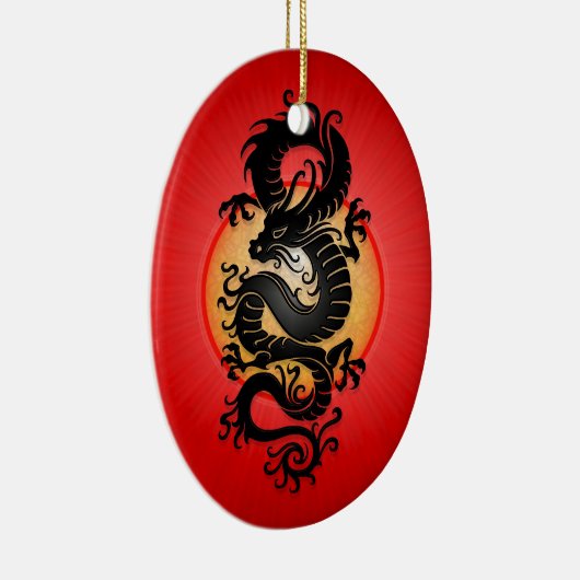 Red Burst Chinese draak Keramisch Ornament (Rechts)