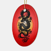 Red Burst Chinese draak Keramisch Ornament (Links)