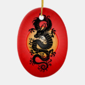 Red Burst Chinese draak Keramisch Ornament (Voorkant)
