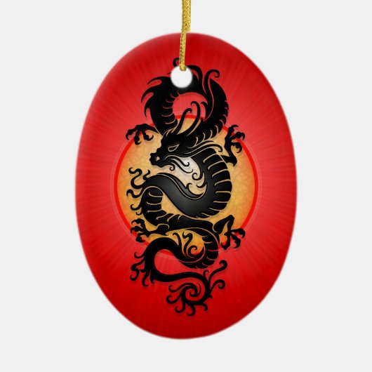Red Burst Chinese draak Keramisch Ornament (Voorkant)