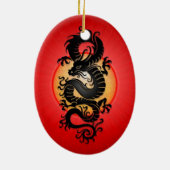Red Burst Chinese draak Keramisch Ornament (Achterkant)