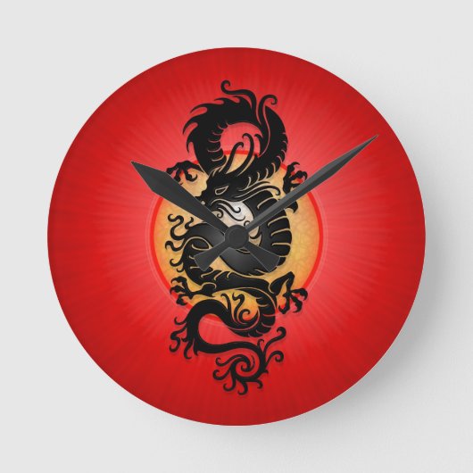 Red Burst Chinese draak Ronde Klok (Voorkant)