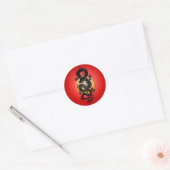 Red Burst Chinese draak Ronde Sticker (Envelop)