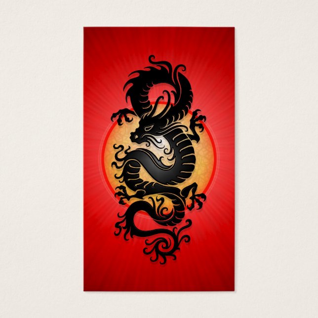 Red Burst Chinese draak Visitekaartjes (Voorkant)