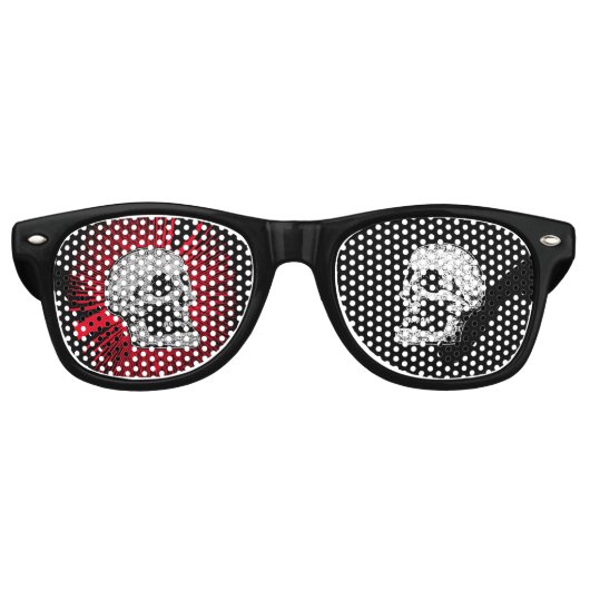Red Burst Skull-Black & White Retro Zonnebril (Voorkant)