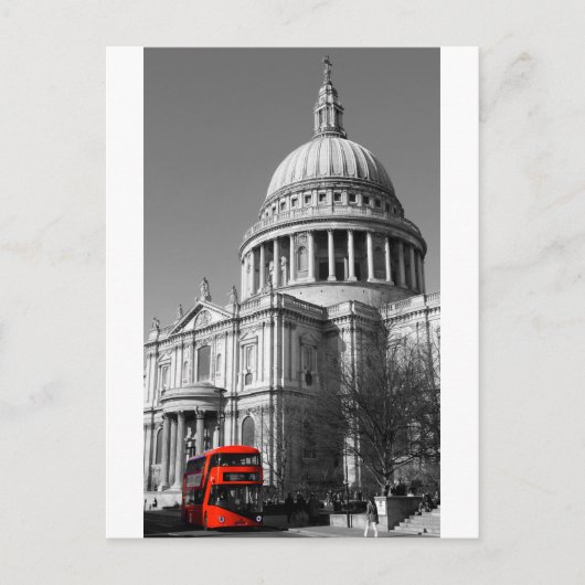 Red Bus bij St Paul's Cathedral Briefkaart (Voorkant)