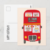 Red Bus Birthday Briefkaart (Voorkant / Achterkant)
