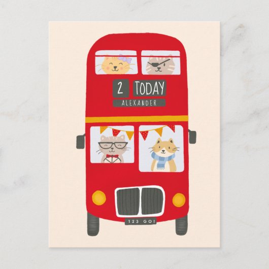 Red Bus Birthday Briefkaart (Voorkant)