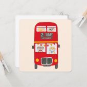 Red Bus Birthday-kaart Kaart (Voorkant / Achterkant in situ)