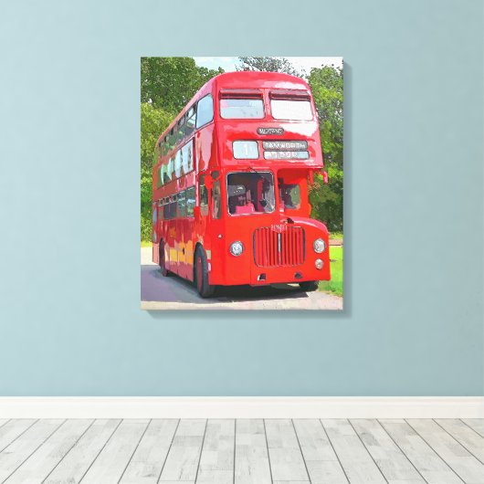 RED BUS CANVAS AFDRUK (Insitu (Houten vloer))