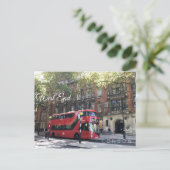 Red Bus in LONDON West End Kensington fotografie Briefkaart (Staand voorkant)