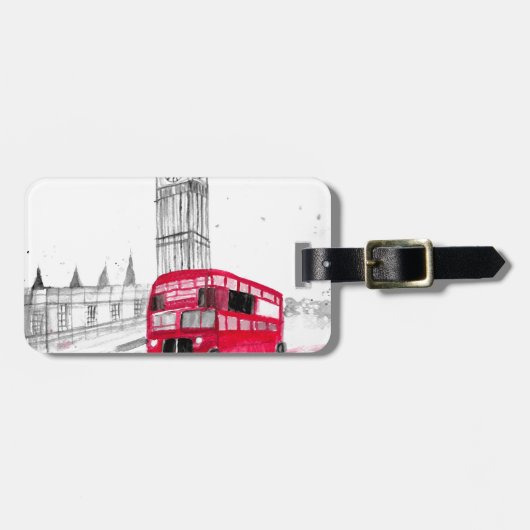 Red bus London Bagagelabel (Voorkant horizontaal)
