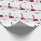 Red bus London England  patroon Big Ben Cadeaupapier (Hoek)