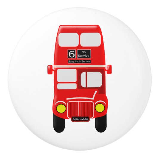 Red Bus-ontwerp Keramische Knop (Voorkant)