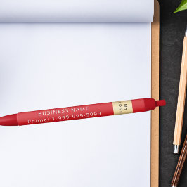 Red business bedrijf logo naam telefoon zwarte inkt pen