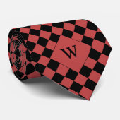 Red Business Checkered Monogram Stropdas (Opgerold)