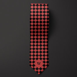 Red Business Checkered Monogram Stropdas