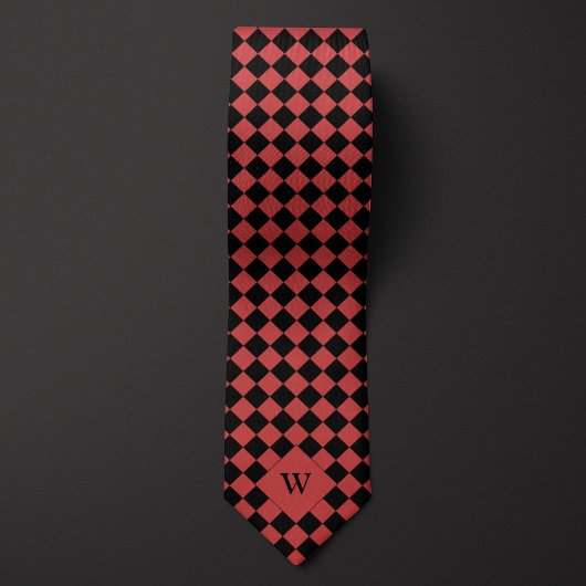 Red Business Checkered Monogram Stropdas