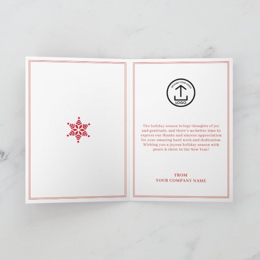 Red Business Christmas-klanten Klantmedewerkers Feestdagen Kaart (Binnen)