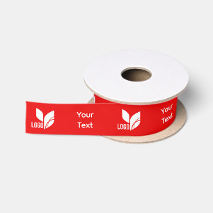 Red Business Logo en aangepaste tekst Satijnen Lint