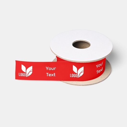 Red Business Logo en aangepaste tekst Satijnen Lint (Spoel)