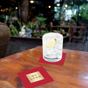 Red business logo kartonnen onderzetters