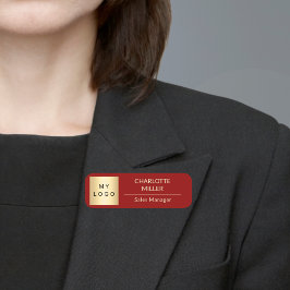 Red business logo medewerker modern naamplaatje