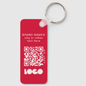 Red Business Logo & QR-code, bedrijf Horizontal Sleutelhanger (Achterkant)