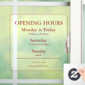 Red Business Opening Hours Sign | Window Cling Raamsticker (Huis)