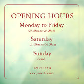 Red Business Opening Hours Sign | Window Cling Raamsticker (Vel 3)
