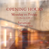 Red Business Opening Hours Sign | Window Cling Raamsticker (Vel 2)