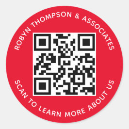 Red Business QR Code Stickers Custom Company Round