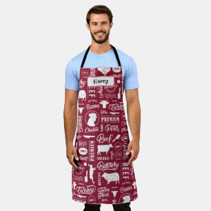 Red Butchers snijdt alles-over printpron Schort
