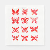 Red Butterflies Paper Napkins Servet (Voorkant)