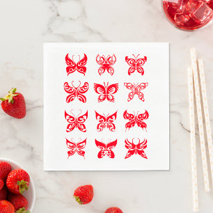 Red Butterflies Paper Napkins Servet