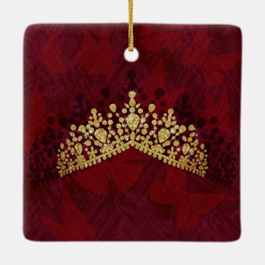 Red Butterflies, Quinceanera-kerstfoto Keramisch Ornament (Achterkant)