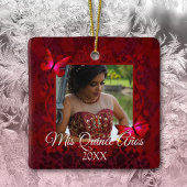 Red Butterflies, Quinceanera-kerstfoto Keramisch Ornament