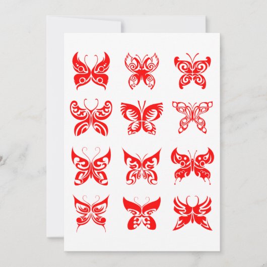 Red Butterflies-uitnodigingen Kaart (Voorkant)
