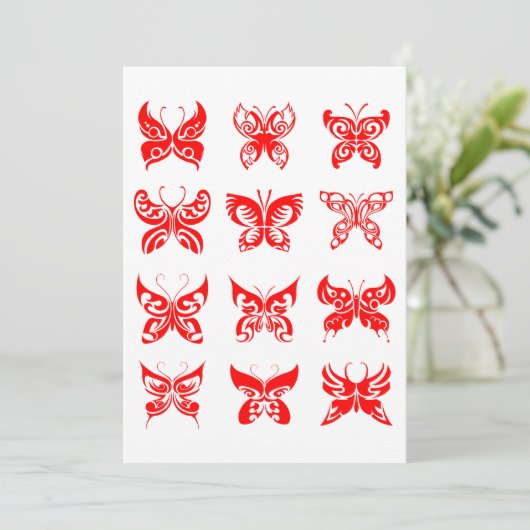 Red Butterflies-uitnodigingen Kaart (Staand voorkant)
