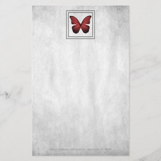 Red Butterfly — Aangepaste schrijfbenodigdheden Briefpapier (Voorkant)