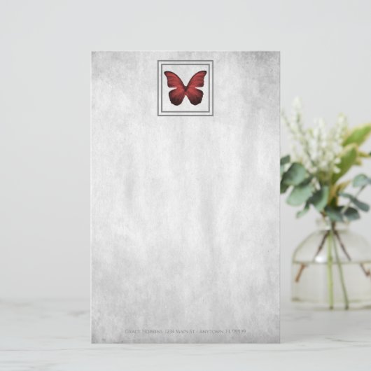 Red Butterfly — Aangepaste schrijfbenodigdheden Briefpapier (Staand voorkant)