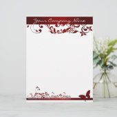 Red Butterfly Briefhoofd (Staand voorkant)