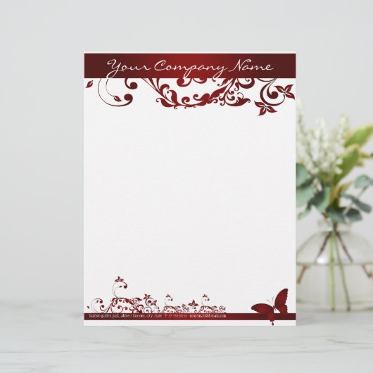 Red Butterfly Briefhoofd (Staand voorkant)